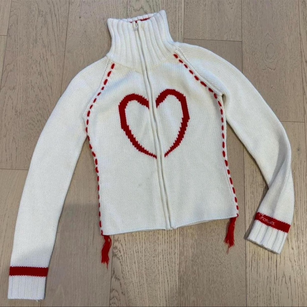 Fiorucci Cream and Red Heart Cardigan